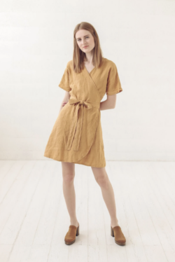 Wrap Linen Dress, Linen Clothing, Pure linen, summer dress, casual linen dress