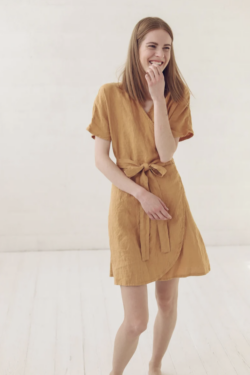 Wrap Linen Dress, Linen Clothing, Pure linen, summer dress, casual linen dress