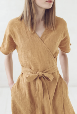 Wrap Linen Dress, Linen Clothing, Pure linen, summer dress, casual linen dress