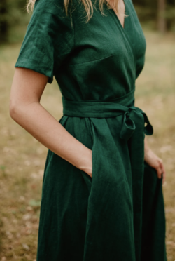 Wrap Linen Dress/ Pure Linen Dress For Women/ Casual Dress