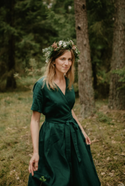 Wrap Linen Dress/ Pure Linen Dress For Women/ Casual Dress