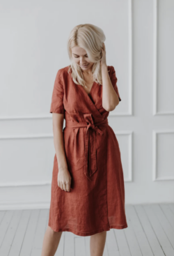Wrap Linen Dress/ Linen Dress For Women/ Casual Dress/ Evening dress for women