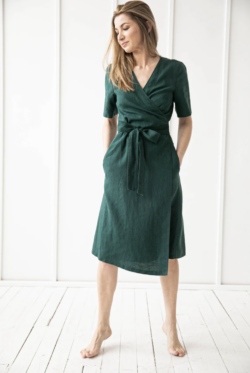 Wrap Linen Dress/ Linen Dress For Women/ Casual Dress/ Evening dress for women